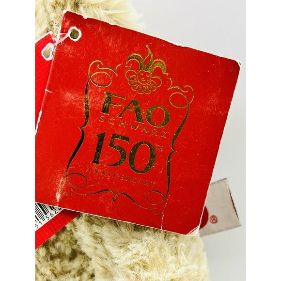 FAO Schwarz Tan Bear Plush 150th Anniversary Toys R Us Stuffed 8 inch 2012 - Picture 4 of 10